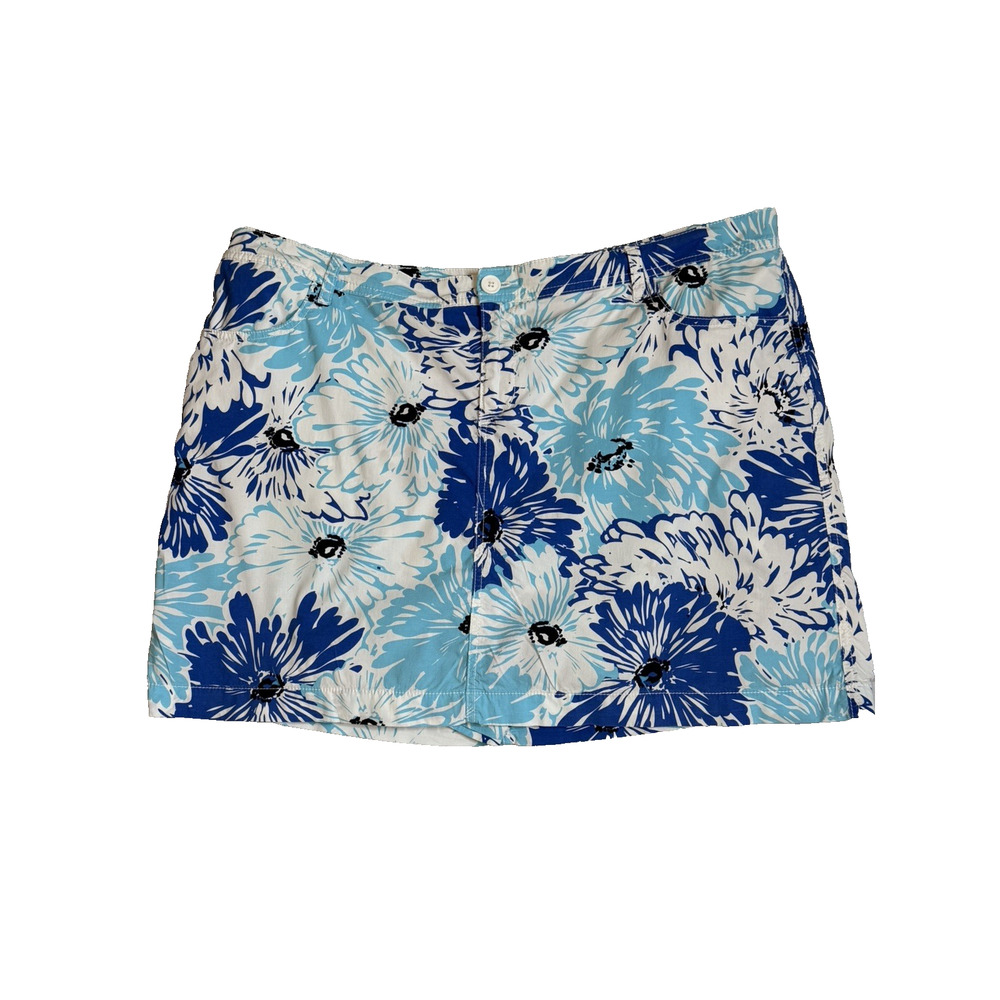 St John’s Bay Women’s Skort Size 20W Blue/White/Blk Large Floral Print